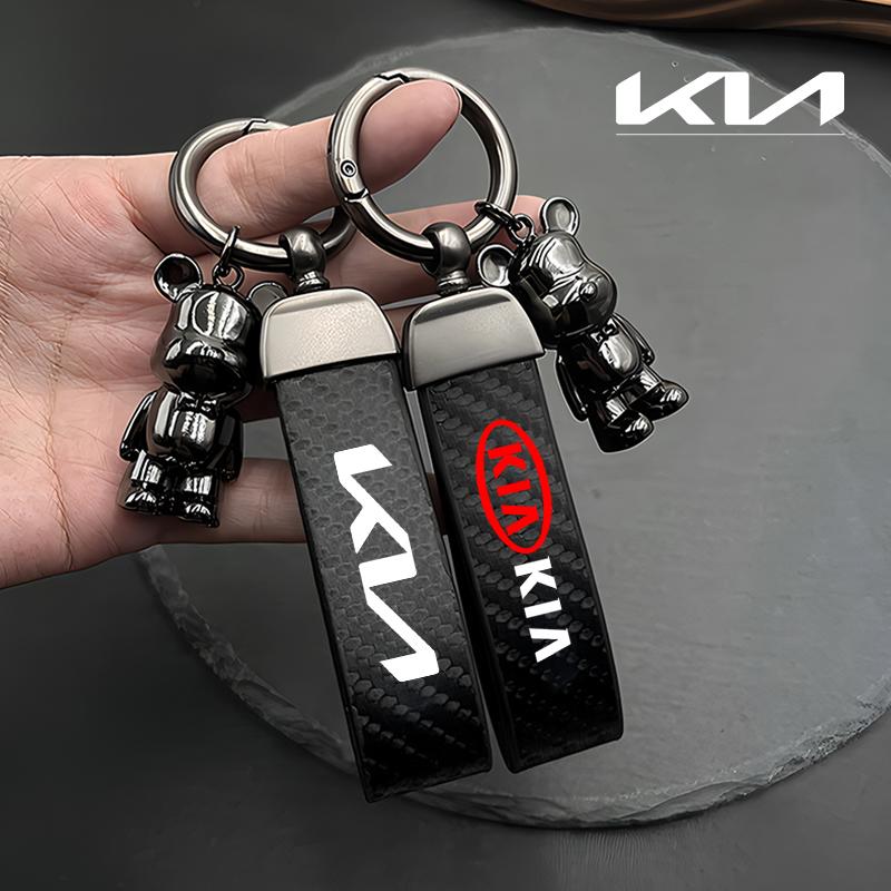 Car Carbon Fiber Style Keychain Microfiber Leather Key Chain For KIA K5 K9 Sorento Ceed Sportage Carnival Stinger Forte Niro EV6 rtzup33