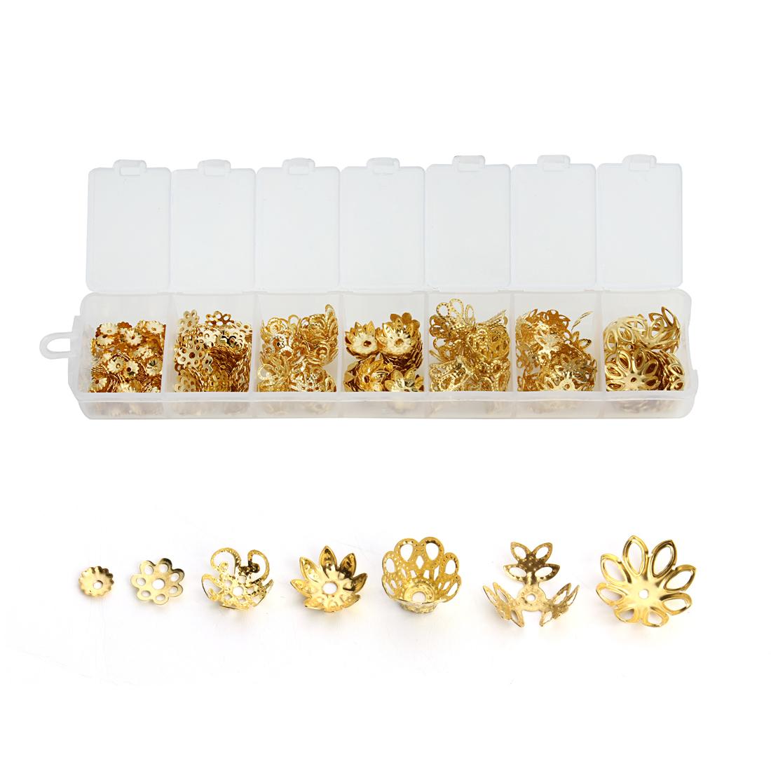 

1Box Flower Bead Caps 6/7/10/11/11.5/13/14mm Metal Hollow Spacer Bead Caps For DIY Jewelry Making Necklace Bracelets Accessories золотой