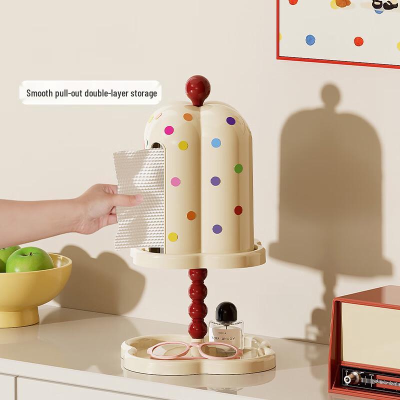 Винтажная двухслойная коробка для салфеток в горошек