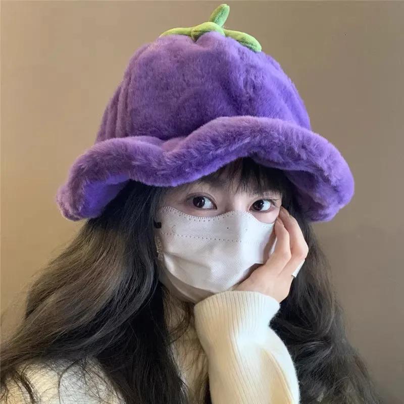 WTEMPO Creative Casual Versatile Plush Hats Retro Elegant Warm Thickened Soft Hats Women's Autumn Winter Solid Color Windproof Cold-proof Hats