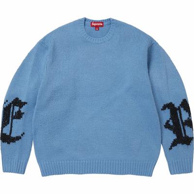 Kreuzstich Logo Pullover Blau