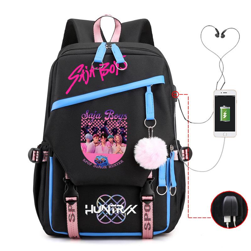 Children'S Schoolbag Contrasting Colors Neutral Leisure Travel Usb Backpack Animation Printing Primary And Secondary School Students