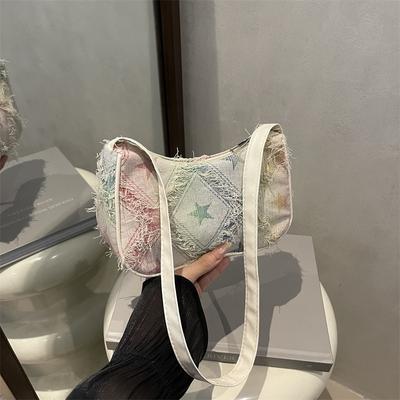 Fashion Personality Gradual Change Star Denim Design Casual Chain Crossbody Shoulder Small Square Women's Bag