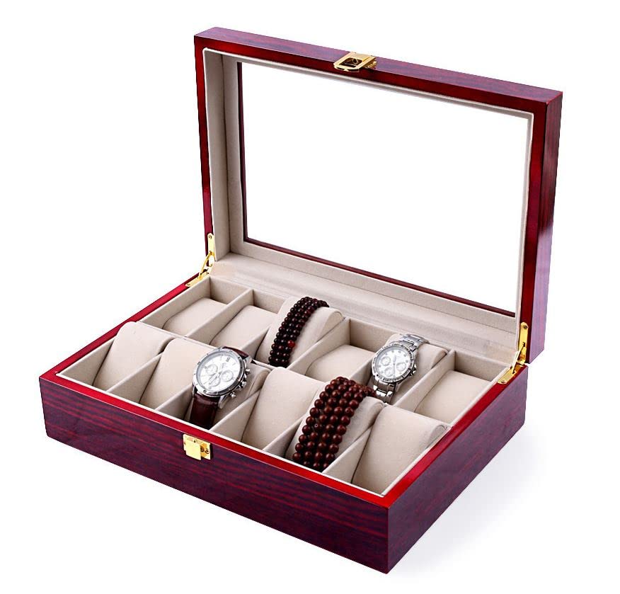 Ansimple Wooden Watch Storage Display Watch Collection Accessory Storage 12 Case, Box, Case, (Holds Watches)