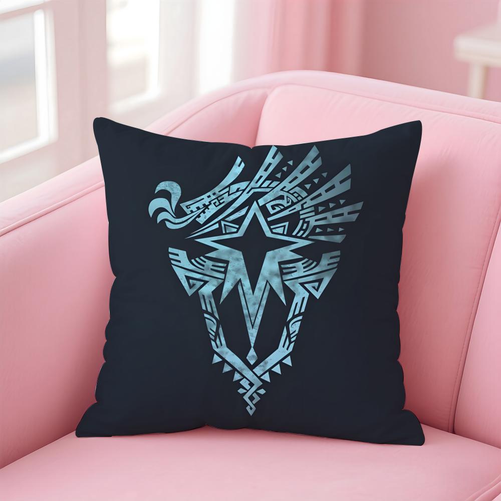 Game Adventurous MMonster HHunter WWilds Cushion Cover Pillow Case Soft Skin Friendly Fabric Comfort  Concealed Zipper