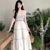 2026 Women's Ethnic Style Suspender Hollow Splicing Dress, New Holiday Style Travel Suspender Skirt Women's Clothing