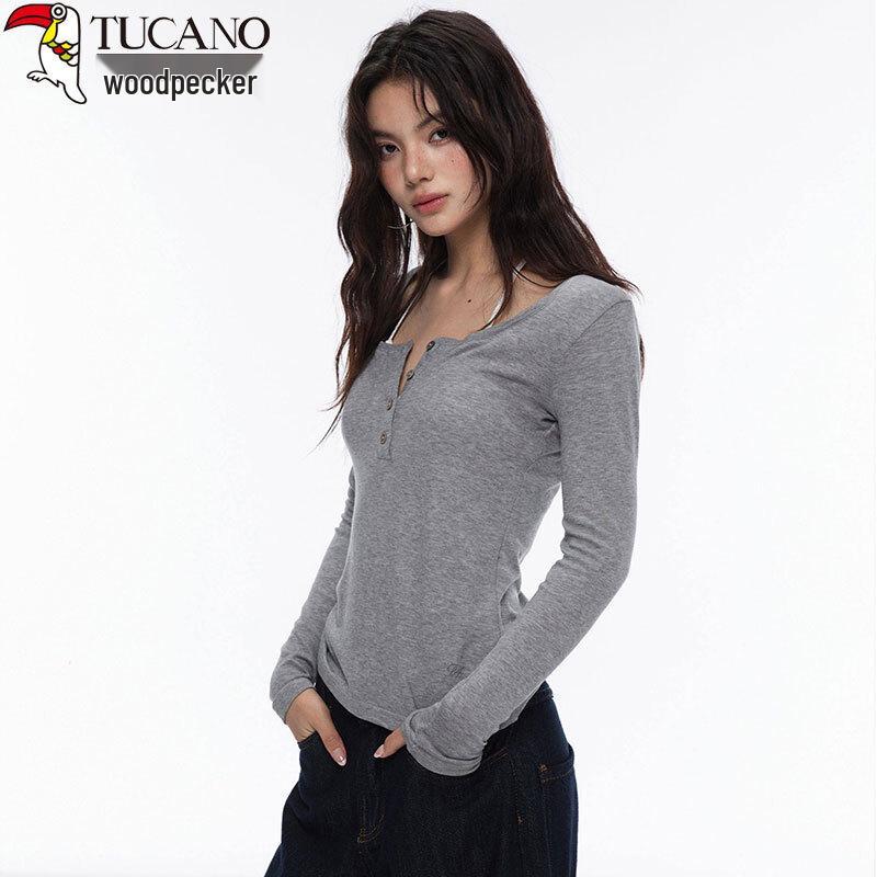 Woodpecker Women s Lyocell Henley U-Neck Long-Sleeve T-Shirt M