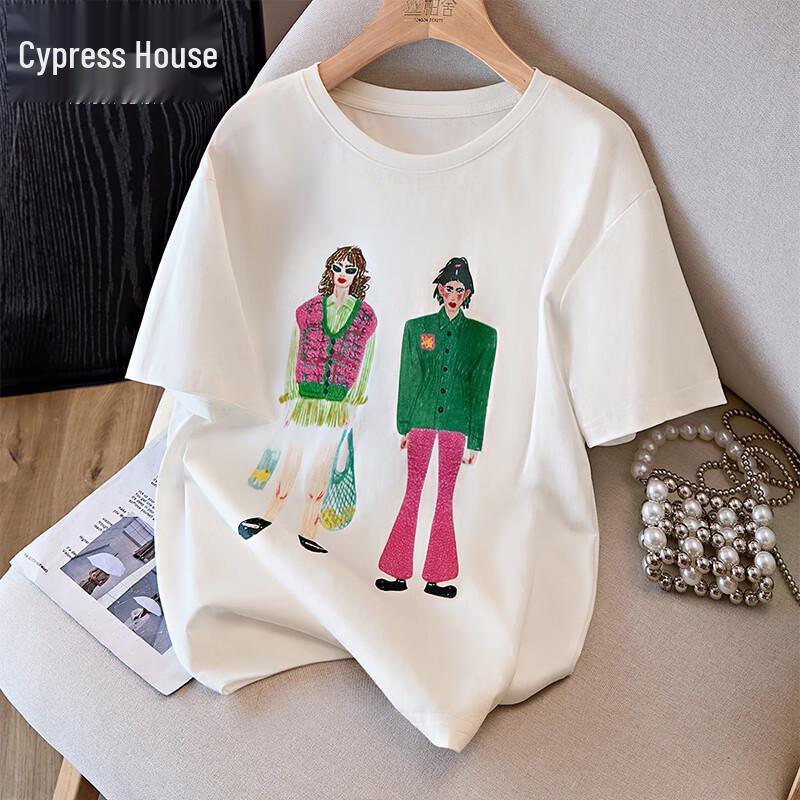 Silbosh Women s Figure Print Drop Shoulder T-shirt M