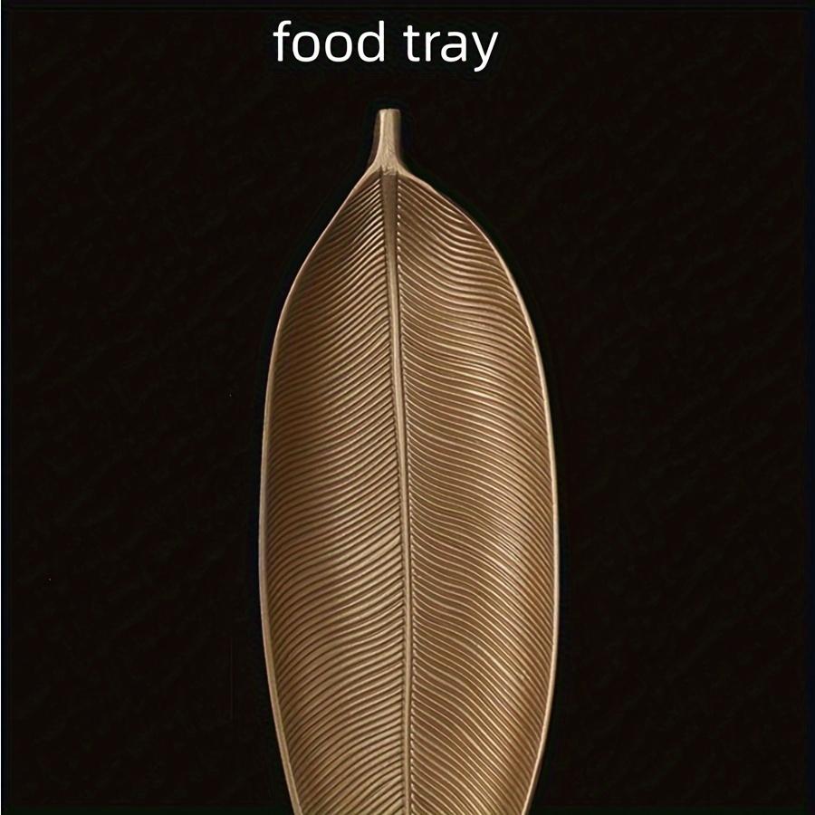 Elegant Golden Leaf Decorative Tray  Perfect for Snacks Candy & Home Storage Classic Wooden Design for Living Room & Dining Table