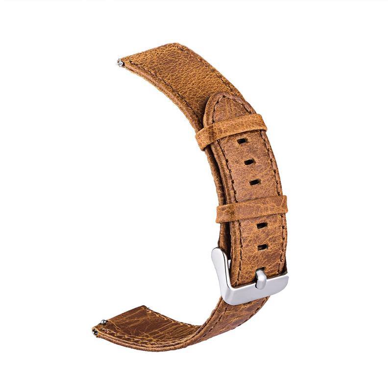 20mm Crazy Horse Genuine Leather Watch Band for Samsung Galaxy Watch4 Classic 46mm 42mm/Watch4 44mm 40mm/Huawei Watch 2