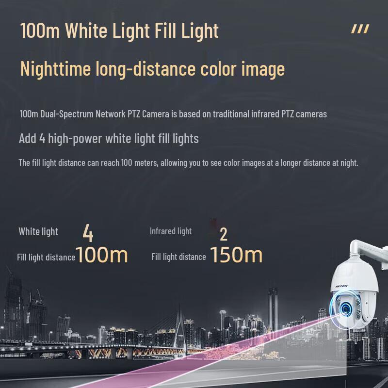 HIKVISION 2MP HD Outdoor PTZ Dome Camera with Dual-Light Night Vision CN plug (adapter included)