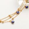 Women Multi-layered Beaded Anklet Blue Eye Pendant Jewelry
