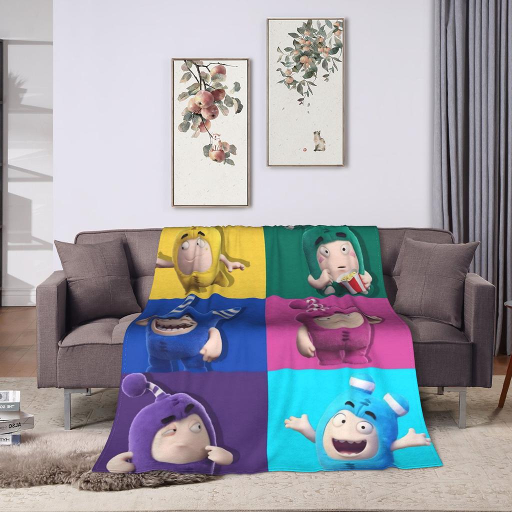 O-Oddboded kreslená flanelová deka Super měkká přehozová deka do ložnice Dekorativní novinka Přehoz na postel Potah na pohovku/postel