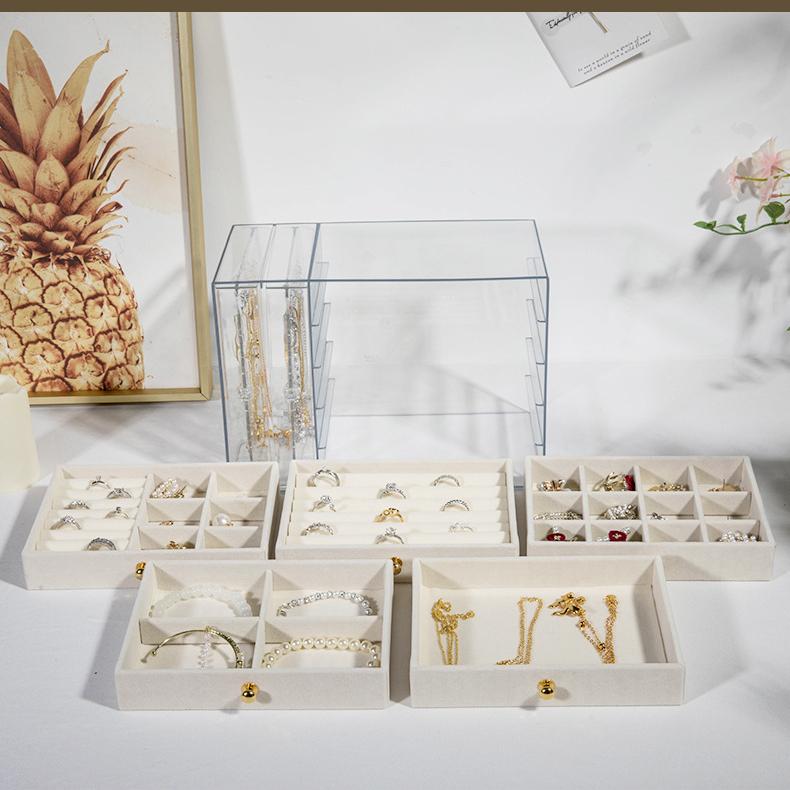 Organizador de Almacenamiento de Joyería de Acrílico Transparente de Lujo con Múltiples Cajones