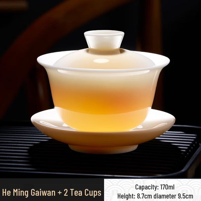 White Porcelain Gaiwan Tea Set (Gaiwan + 2 Cups)