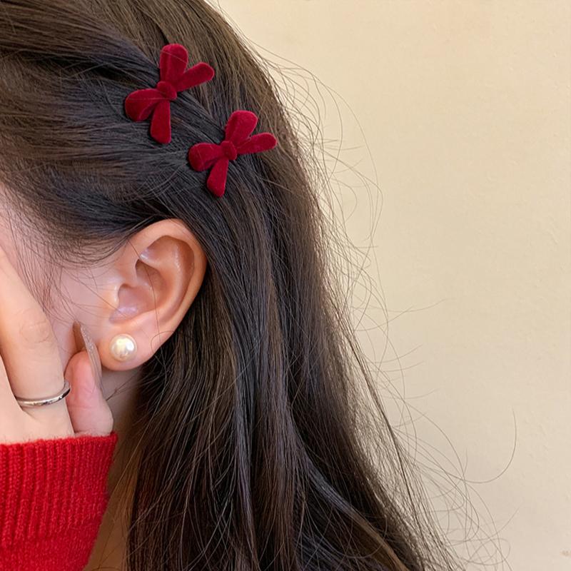 Mini Red Velvet Bow Hair Clips Little Girls Sweet Candy Color Velvet Small Bow Knot Hairpins Hairgrips Barrette Hair Accessories