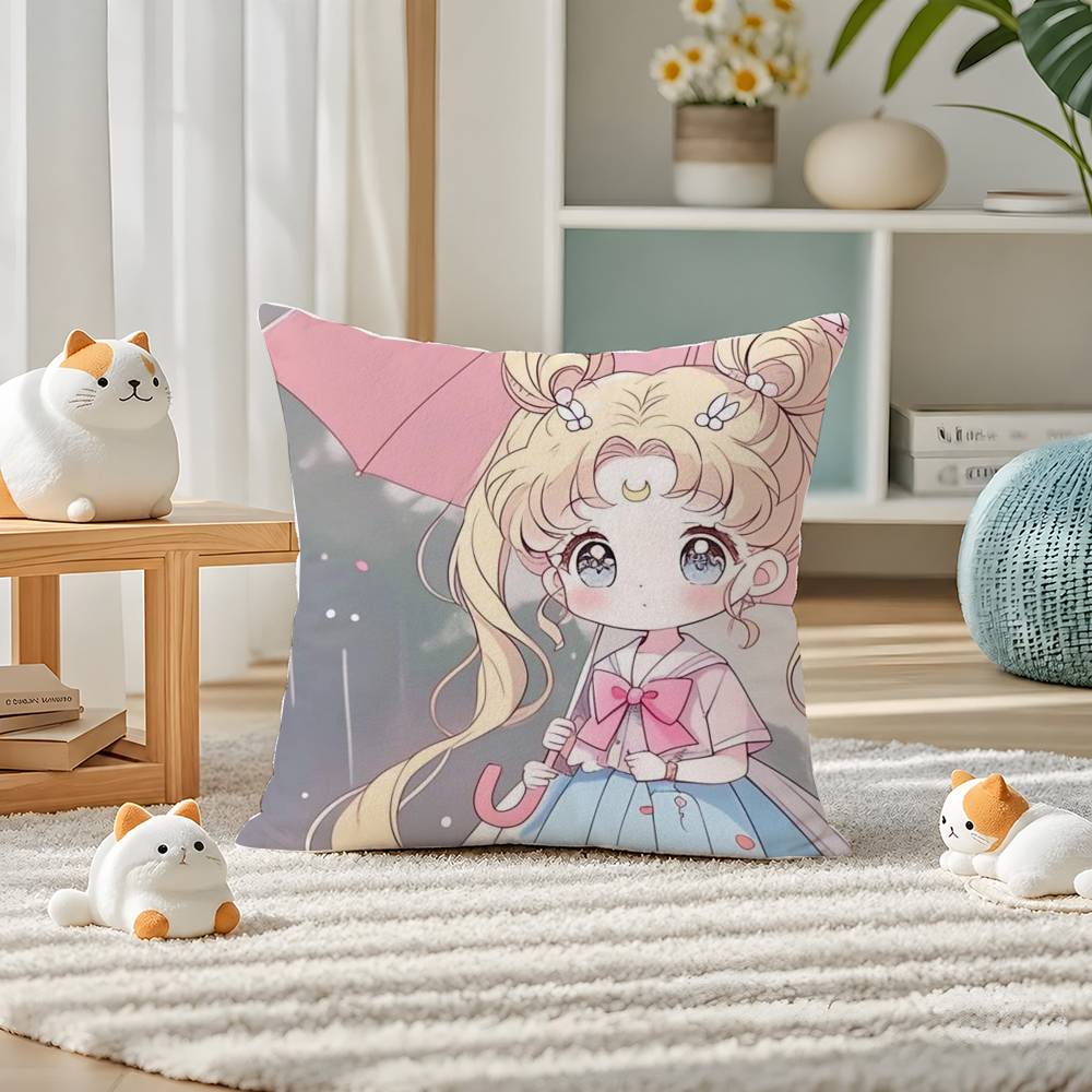 Sailor Moon Sailor Neptune Anime Plush Pillow Cover Soft Short Plush Cushion Cover For Sofa Bedroom Home Decor Gift Decoration