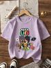 T-shirt Grafica Toca Life World per Bambine Bianca Rosa Manica Corta T-shirt Moda Top per Bambini Cotone Estate Casual Girocollo Maglietta