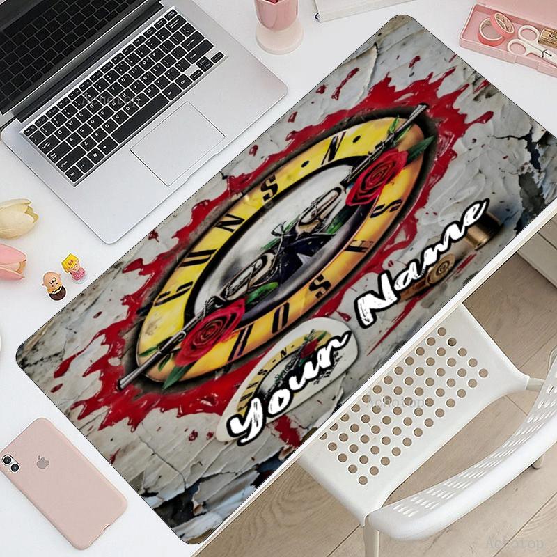 Custom Name Guns N Roses Theme Mouse Pad, Non Slip Rubber Base, Multifunctional Office & Home Decor, Perfect for Workspace Personalization.