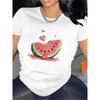Kurzarm-T-Shirt mit Wassermelonen-Print Stoff Tragen Zuhause oder im Restaurant Bequem Langlebiges Design Ausflüge