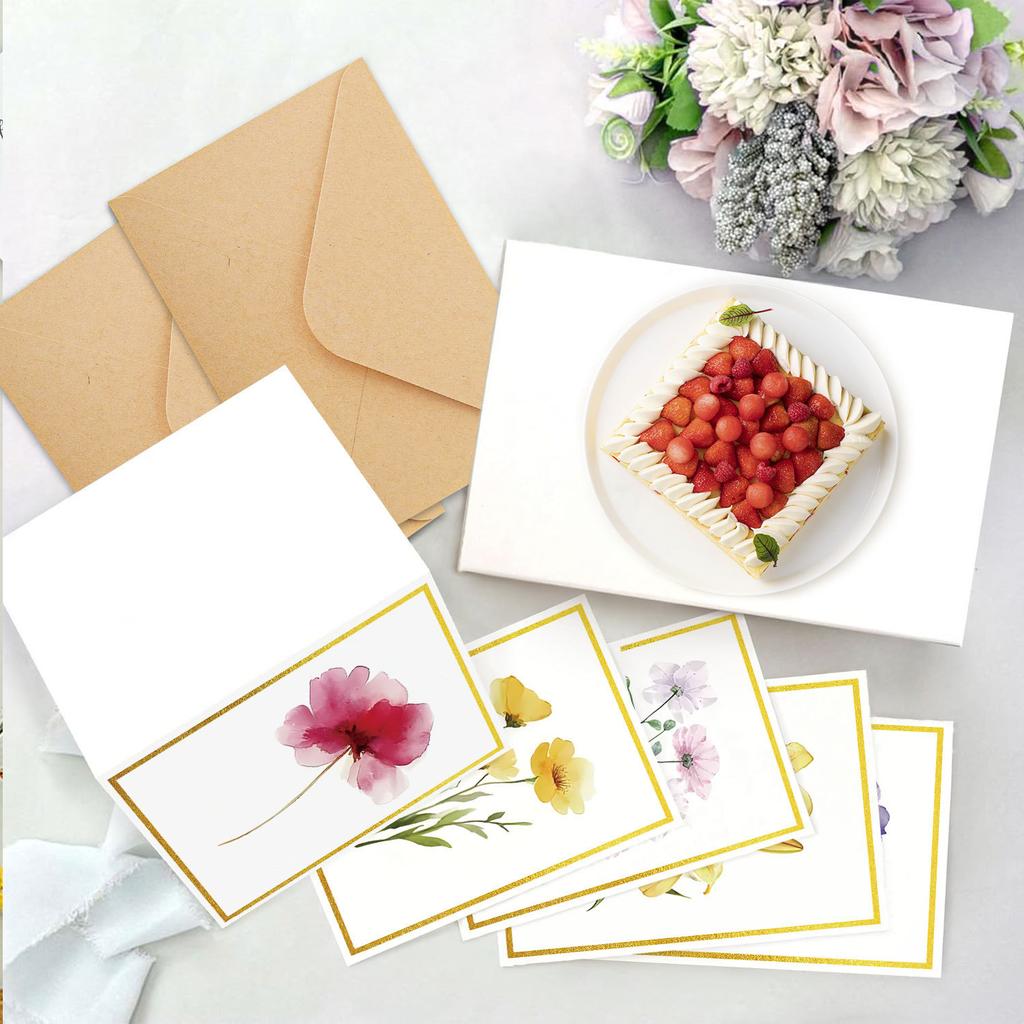 Europeisk stil Färgglada Tackkort/Inbjudningskort/Bröllopskort Set, Eleganta Små Kort för Hälsning, Blomsteraffär Favörer, Gåvor