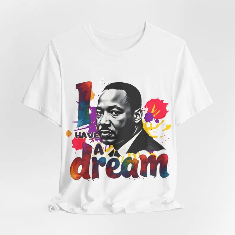 Martin Luther King T Shirt Europe United States Fashion Men Women Short Sleeve Tees Streetwear Loose Casual Retro Trend Portrait