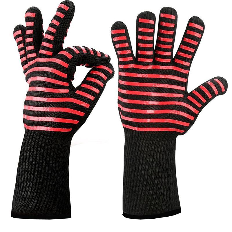 BBQ Gloves High Temperature Resistance Oven Mitts 800 Degrees Fireproof Barbecue Heat Insulation Microwave Oven Gloves