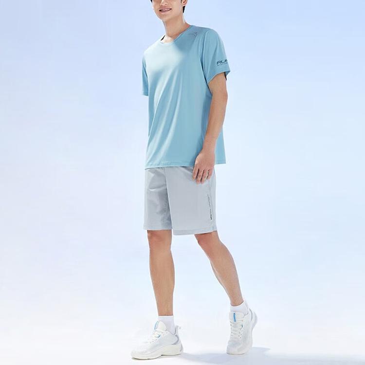 Anta Running Series Logo Round Neck Pullover Short Sleeve T-Shirt Men Tops Sunny-Smoky-Blue 152325117-1