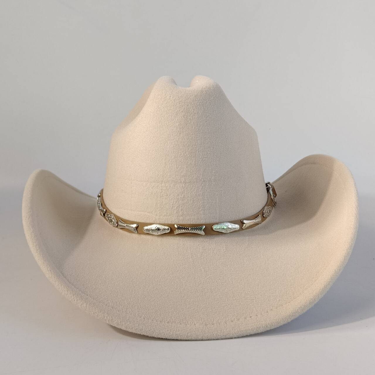 

Unisex wide-brimmed cowboy hat with belt multi-functional felt hat fedora outdoor sun hat party hat M56-58CM