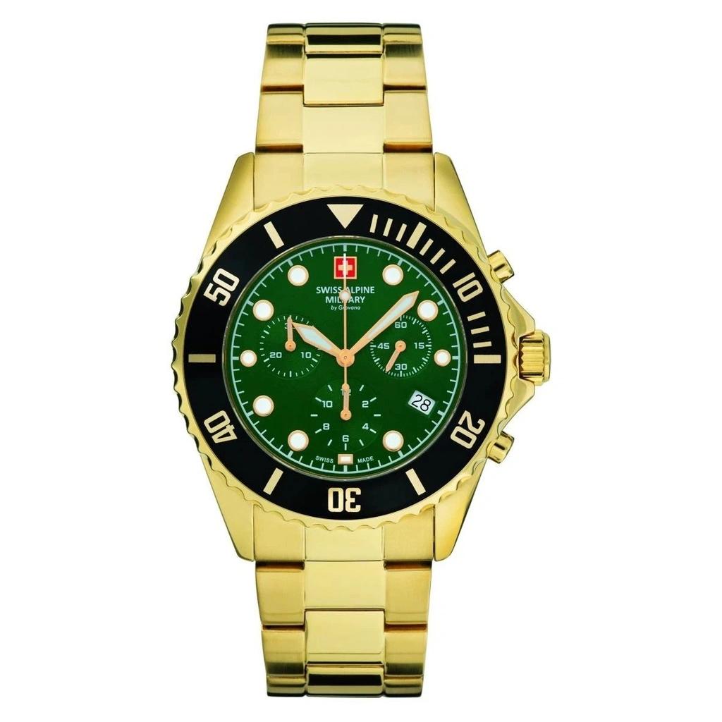 

Мужские часы Swiss Alpine Military Master Diver Chronograph из нержавеющей стали с зеленым циферблатом, кварцевые 7053.9114 100M зелёный