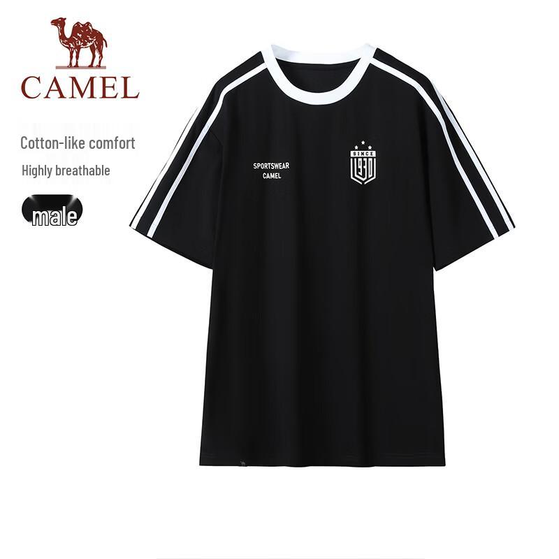 CAMEL Men's Soccer Style Cooling Crew Neck Short Sleeve T-Shirt