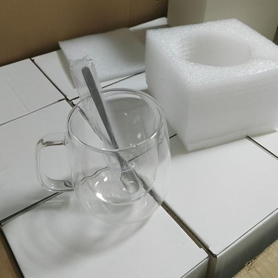 High-Temperature Resistant Double-Walled Borosilicate Glass Coffee Mug with Handle - Clear, Available in Multiple Sizes