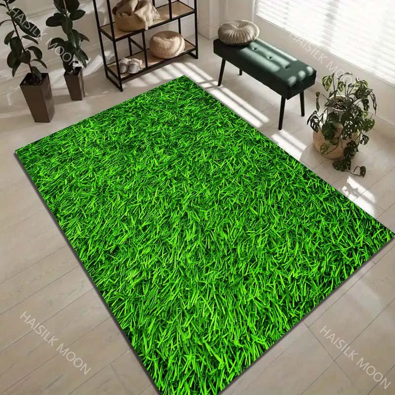 Tappeto Prato Verde 1 Pezzo per Soggiorno Camera da Letto Divano Arredamento Casa Rus Tappetino Antiscivolo per Pavimento Tappeto da Area Lusso Varie Misure