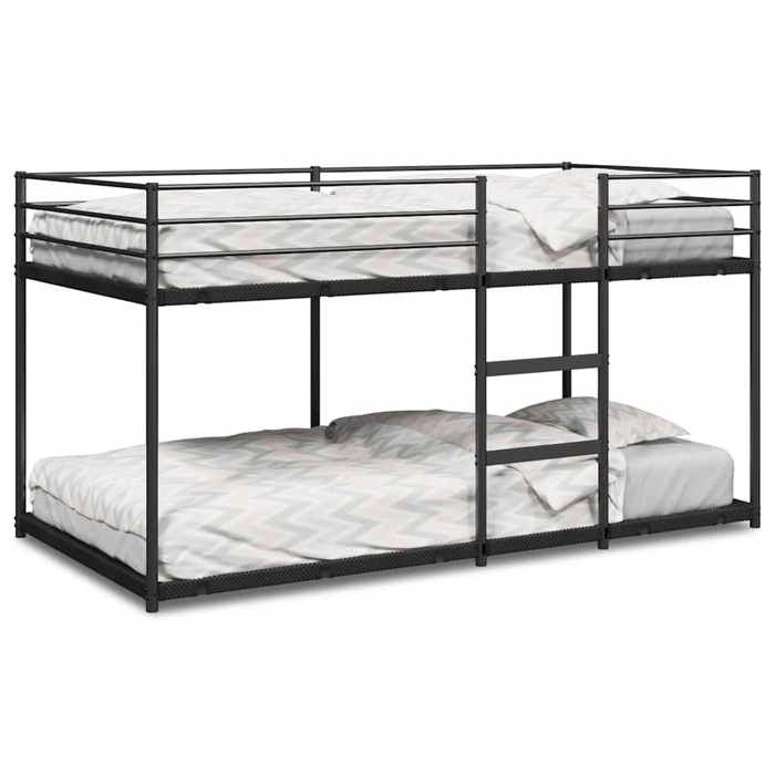 VidaXL Bunk Bed Without Mattress Black 100x190 Cm Steel, Bed Frame, Slatted Base, Bedroom Furniture, Loft Bed, 4019878