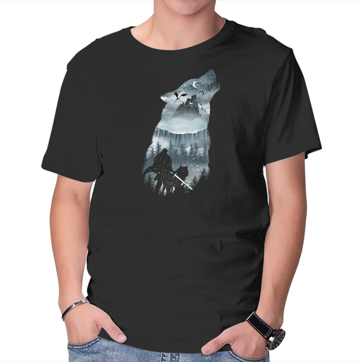 Unisex Crew Neck T-Shirt Winter Has Come Graphic Short Sleeve Casual Tee XXXXL