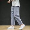 Men's Summer Loose-fit Linen Cotton Pants Trendy Lightweight Versatile Casual Sweatpants Cropped Pants For Men