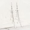 Woman Glittering Star Mid-length Hook Alloy Long Tassels Drop Dangle Cocktail Party Linear Earrings