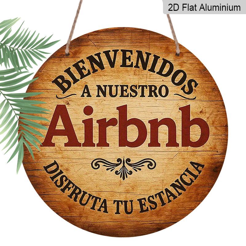 

2D Flat - 1pc, 7.87X7.87 Inch Round Aluminum Sign, Vintage Aluminum Plaque about Airbnb Welcome , Homestay Decorative Sign, Suitable for Decorating 1pc