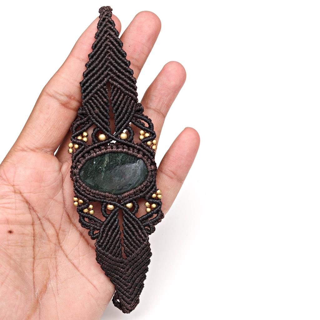 Makramee Armband verstellbar Onyx schwarz 8mm Perlen Naturstein Armbänder Perlen