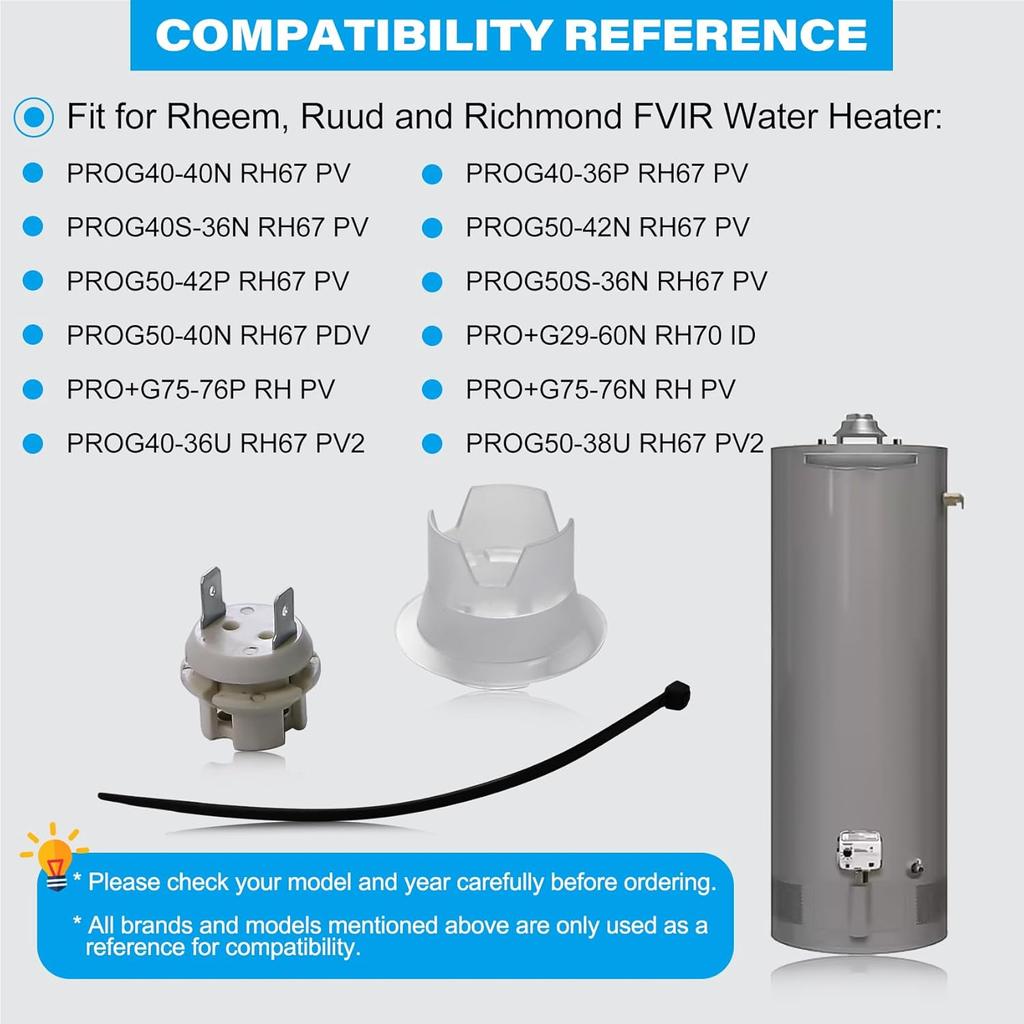SP20172 Water Heater Flammable Vapor FV Sensor Assembly Kit, Compatible with Rheem Ruud and Richmond FVIR Water Heaters, Comes with AP13447-3 FV