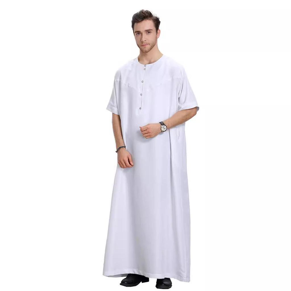 Middle East Men's Solid Color Short Sleeve Robe, TH809