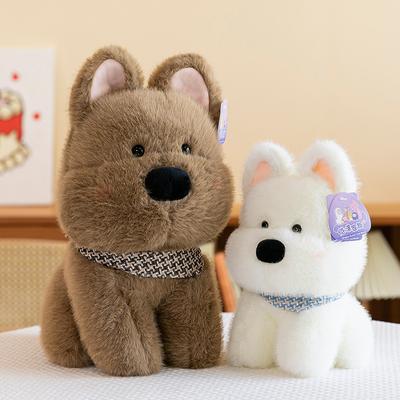 Cute Scarf West Highland Dog Doll Plush Toy Cute Dog Doll Children Comfort Girls Hugging Pillow On Bed