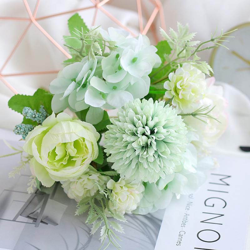 Rose Peony Bouquet: 7-Piece Artificial Floral Arrangement for Weddings & Home Decor