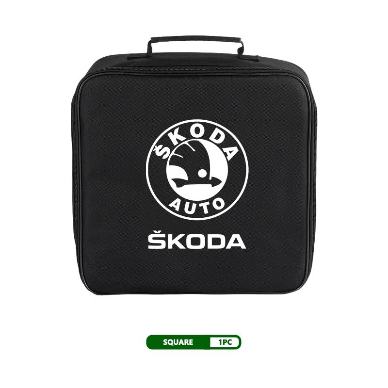 AES1 For Skoda Oxford Cloth Car Charge Cable Case Organiser Waterproof Charging Gun Storage Bag Kamiq Karoq Octavia 2 3 Rapid Scala