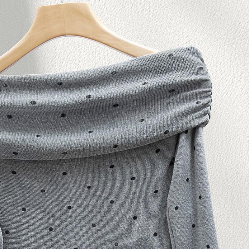 Women's Off-Shoulder Polka Dot Knit Top