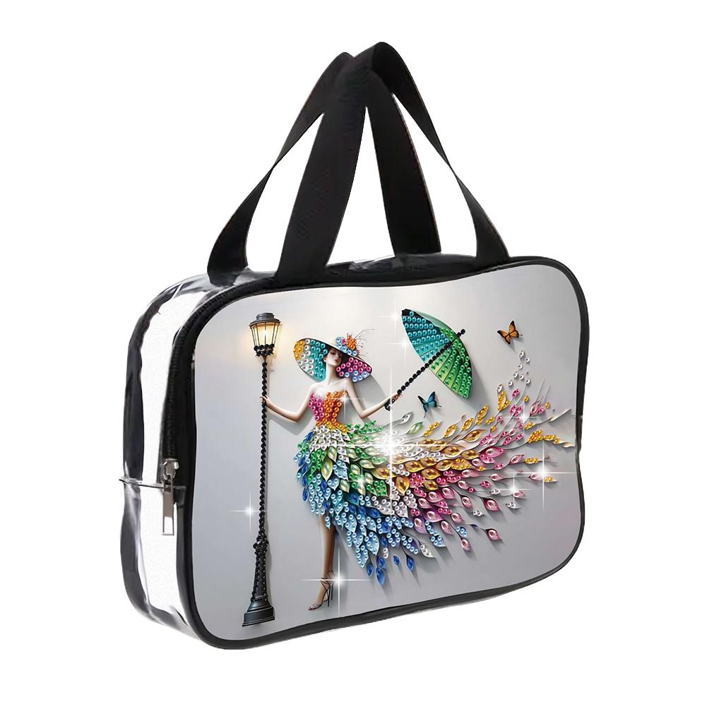 DIY Diamond Art Crystal Rhinestone Cosmetic Bag Zipper Closure 5D Diamond Painting PVC Pouch Large Capacity for Home Decor Gift