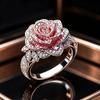 Trendy Flower Shape Rose Gold Color Two Piece Set Inlay Stone Rings for Women Fashion Rings Accessories Custom Jewelry