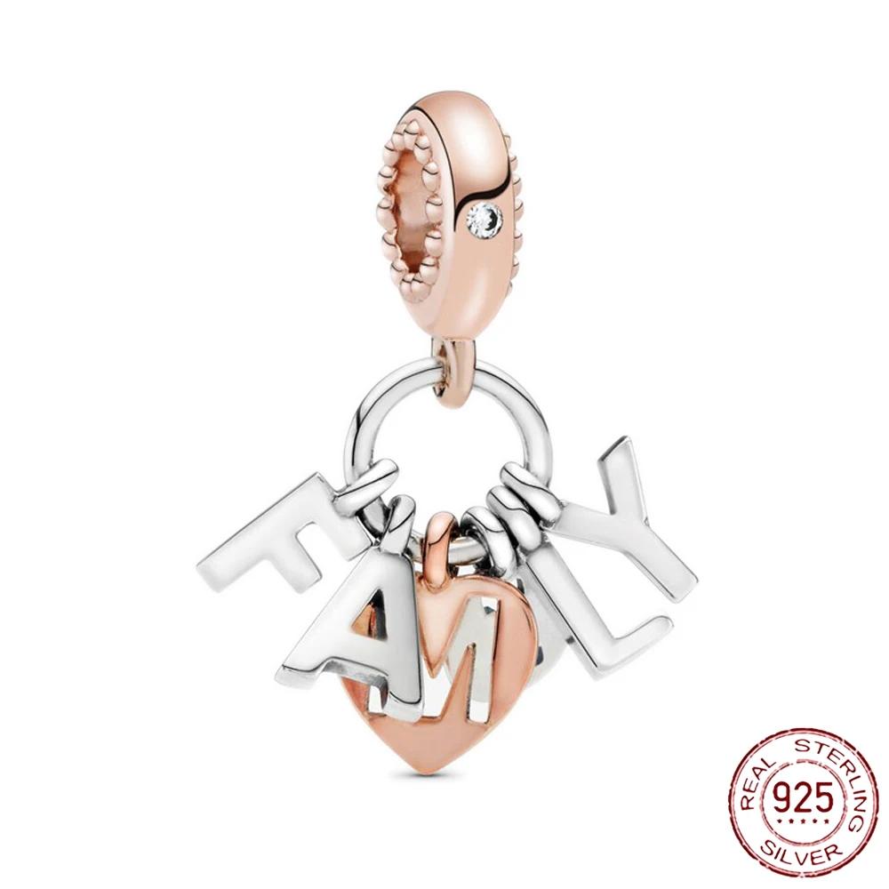 New Sterling Silver Rose Girl Boy Pink Sparkle Spacer Clip bead For Original  Bracelet Charm Jewelry For Women