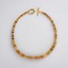 Summer Niche Design Literary Retro Yellow Gemstone Beaded Collarbone Chain Copper Plated 18K Real Gold Necklace Women