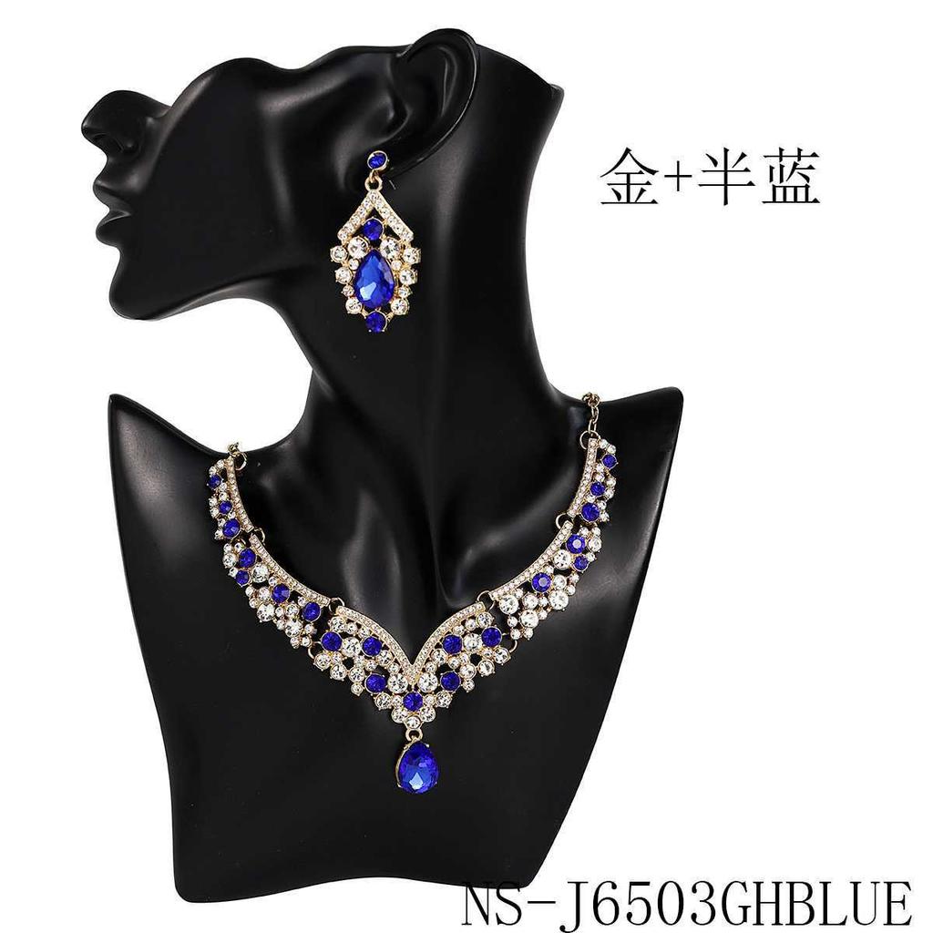 European and American Cross-border Fringed Earrings Necklace Set, High-end Retro Alloy Jewelry, Bridal Wedding Jewelry Two-piece Set